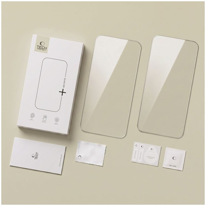 Закалено стъкло Glass Fit+ 2-PACK за iPhone 16 Pro / 17 / 17 Pro / 18 Pro, прозрачна, Tech-Protect