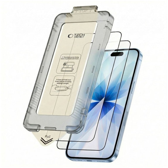 Закалено стъкло Quick Set+ 2-PACK за iPhone 17, черна, Tech-Protect
