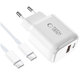 Мрежово зарядно NCA20 2-PORT PD 20W / QC3.0 + USB-C Cable, бяла, Tech-Protect