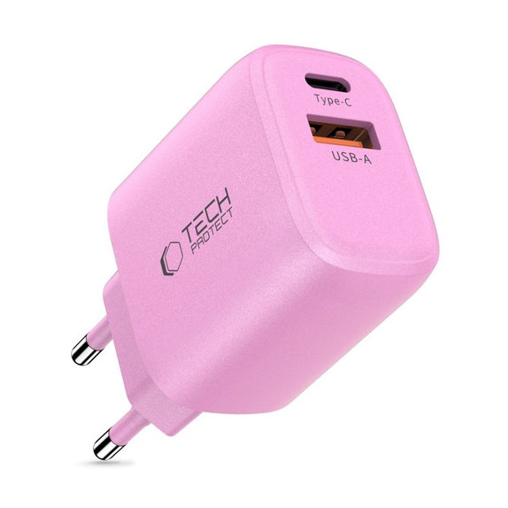 Мрежово зарядно NCA20 2-PORT PD 20W / QC3.0, Baby Pink, Tech-Protect