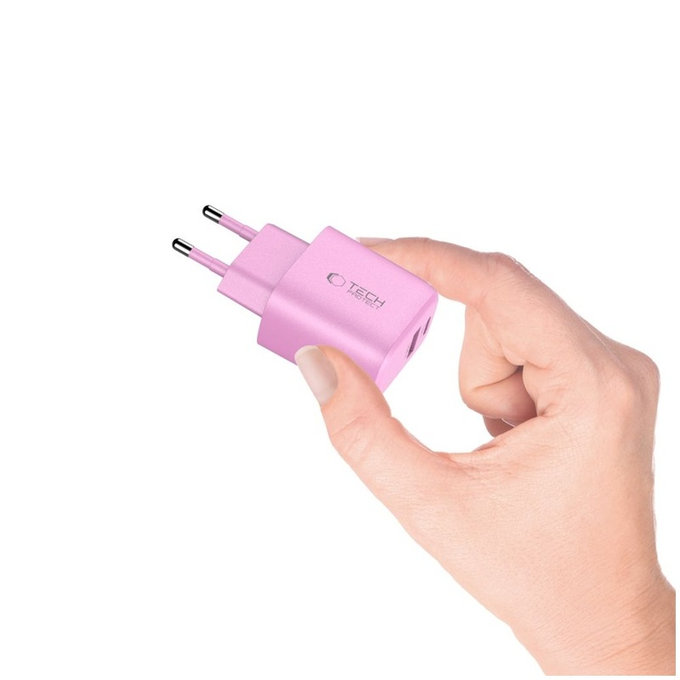 Мрежово зарядно NCA20 2-PORT PD 20W / QC3.0, Baby Pink, Tech-Protect