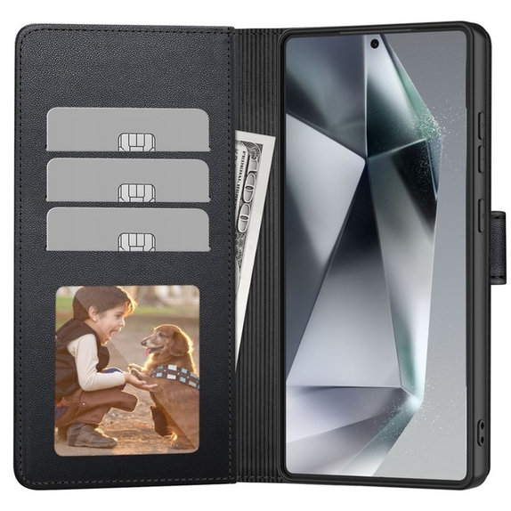 Калъф Wallet за Samsung S25 FE, черна, Tech-Protect