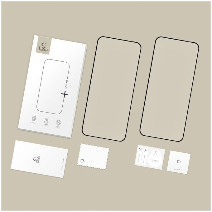 Закалено стъкло Glass Fit+ 2-PACK за Motorola Edge 50 Neo / 60 Neo, черна, Tech-Protect