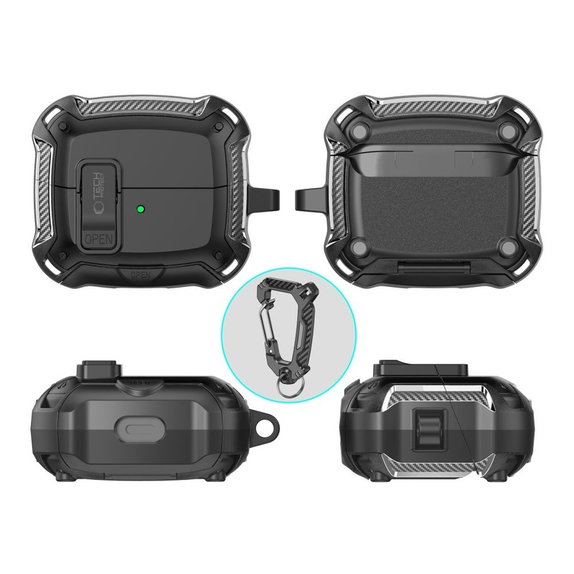 Калъф за слушалки Carbonox MagSafe за Samsung Buds 3 / 3 FE / 3 Pro, черна, Tech-Protect