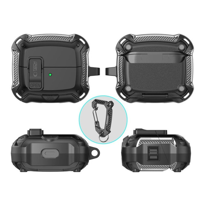 Калъф за слушалки Carbonox MagSafe за Samsung Buds 3 / 3 FE / 3 Pro, черна, Tech-Protect