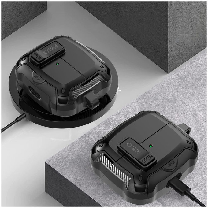 Калъф за слушалки Carbonox MagSafe за Samsung Buds 3 / 3 FE / 3 Pro, черна, Tech-Protect