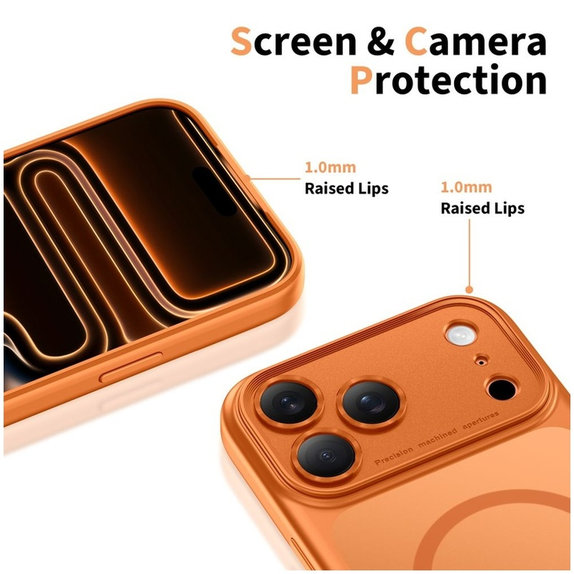 Калъф MagPeak MagSafe CC за iPhone 17 Pro, Matte Cosmic Orange, Tech-Protect