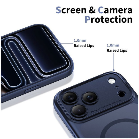 Калъф MagPeak MagSafe CC за iPhone 17 Pro, Matte Deep Blue, Tech-Protect