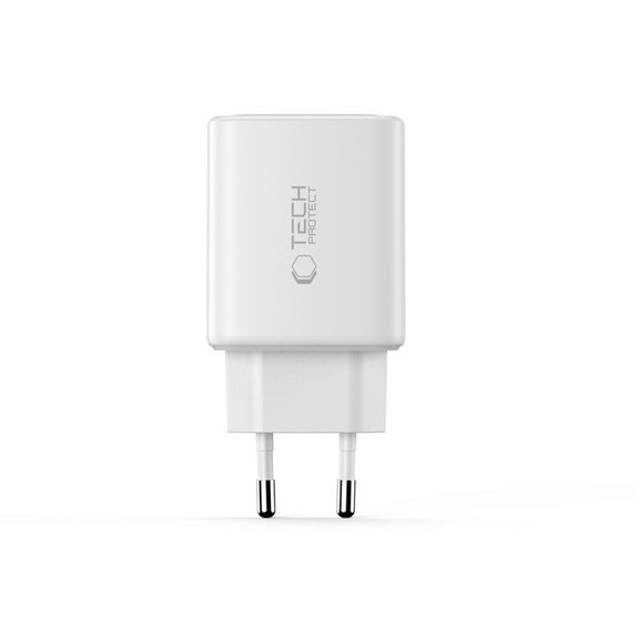 Мрежово зарядно NCA65W-GAN 3-PORT PD 65W / QC3.0, бяла, Tech-Protect