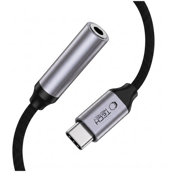 Адаптер Ultraboost USB-C To Mini Jack 3.5MM DAC, Iron Grey, Tech-Protect
