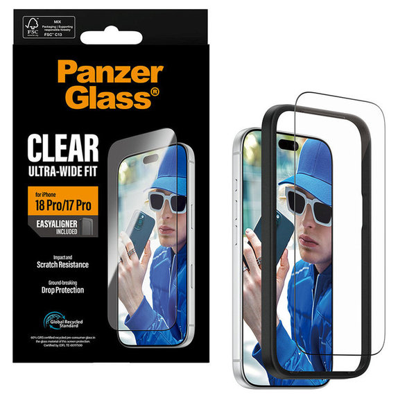 Закалено стъкло UWF с апликатор за iPhone 18 Pro/17 Pro, Черно, PanzerGlass