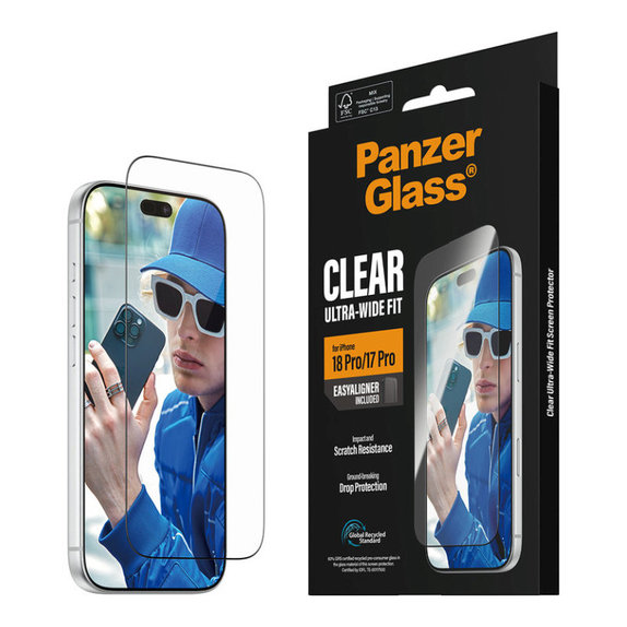 Закалено стъкло UWF с апликатор за iPhone 18 Pro/17 Pro, Черно, PanzerGlass
