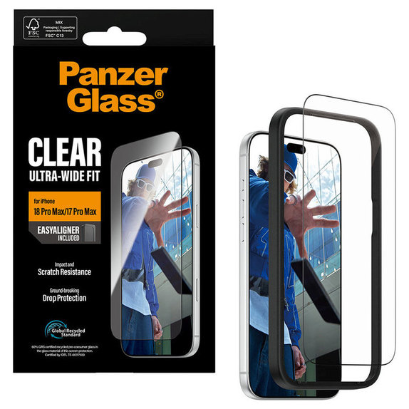 Закалено стъкло UWF с апликатор за iPhone 18 Pro Max/17 Pro Max, Черно, PanzerGlass