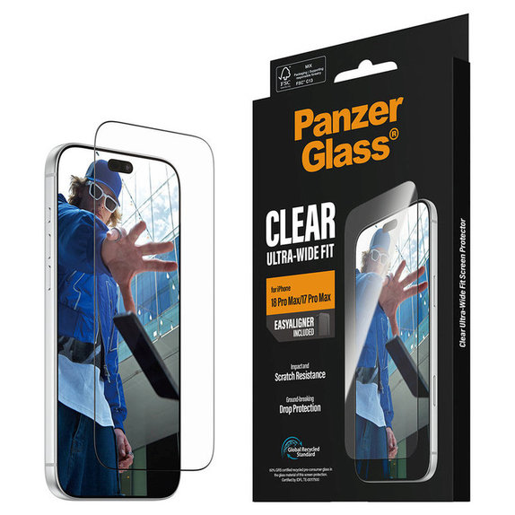 Закалено стъкло UWF с апликатор за iPhone 18 Pro Max/17 Pro Max, Черно, PanzerGlass