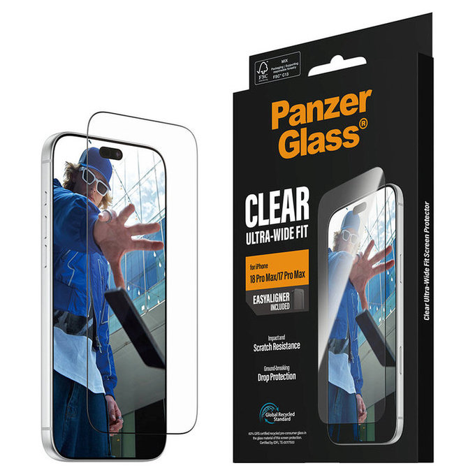 Закалено стъкло UWF с апликатор за iPhone 18 Pro Max/17 Pro Max, Черно, PanzerGlass