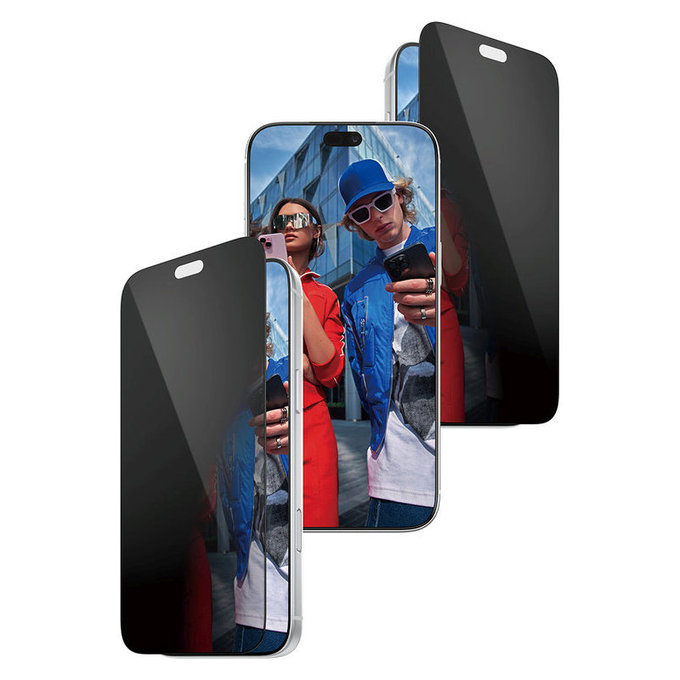 Закалено стъкло UWF 2-Way Privacy с апликатор за iPhone 18 Pro Max, Черно, PanzerGlass