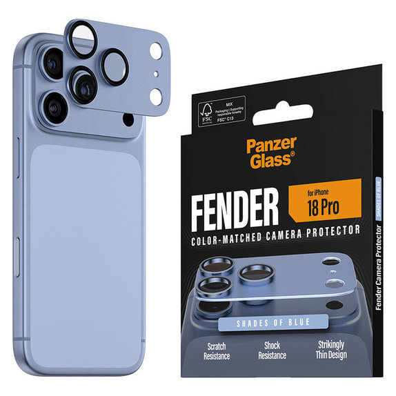 Протектор за обектив на задна камера Fender за iPhone 18 Pro, Italian Blue, PanzerGlass