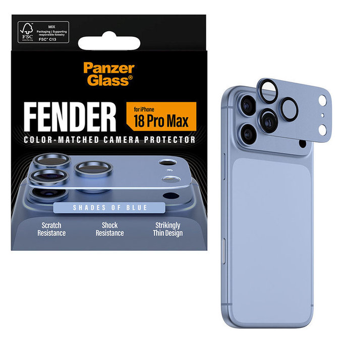 Протектор за обектив на задна камера Fender за iPhone 18 Pro Max, Italian Blue, PanzerGlass