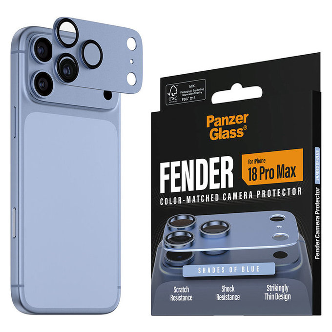 Протектор за обектив на задна камера Fender за iPhone 18 Pro Max, Italian Blue, PanzerGlass