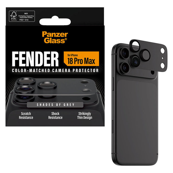 Протектор за обектив на задна камера Fender за iPhone 18 Pro Max, Shades of Grey, PanzerGlass