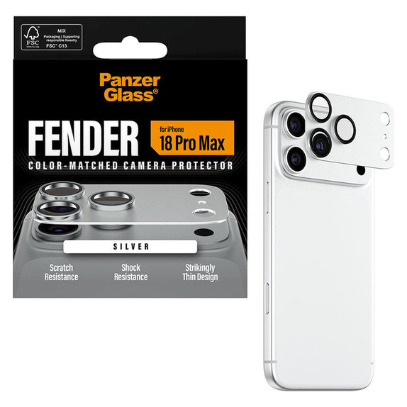 Протектор за обектив на задна камера Fender за iPhone 18 Pro Max, Сребърен, PanzerGlass