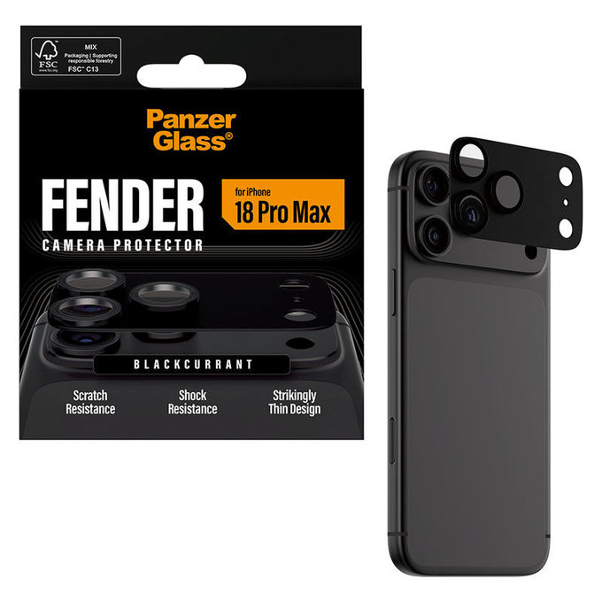 Протектор за обектив на задна камера Fender за iPhone 18 Pro Max, Black Currant Currant, PanzerGlass