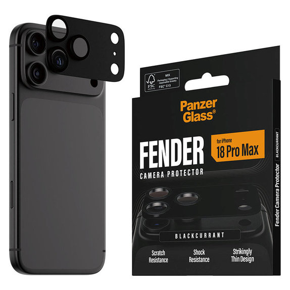 Протектор за обектив на задна камера Fender за iPhone 18 Pro Max, Black Currant Currant, PanzerGlass