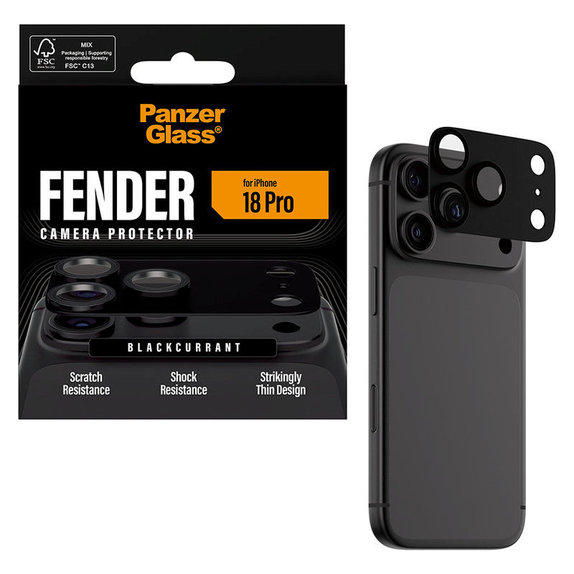 Протектор за обектив на задна камера Fender за iPhone 18 Pro, Black Currant Currant, PanzerGlass