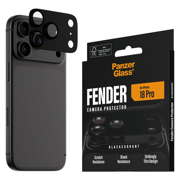 Протектор за обектив на задна камера Fender за iPhone 18 Pro, Black Currant Currant, PanzerGlass