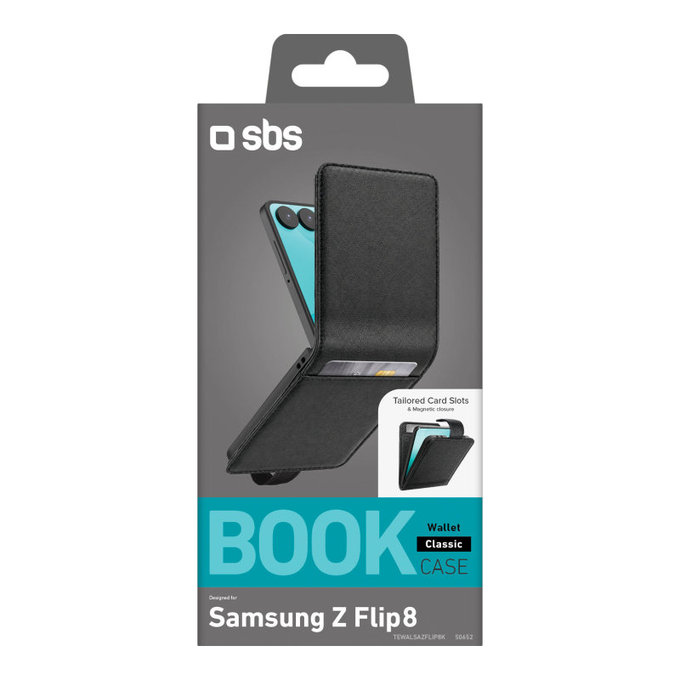 Калъф Wallet Stand за Samsung Galaxy Z Flip8, Черно, SBS