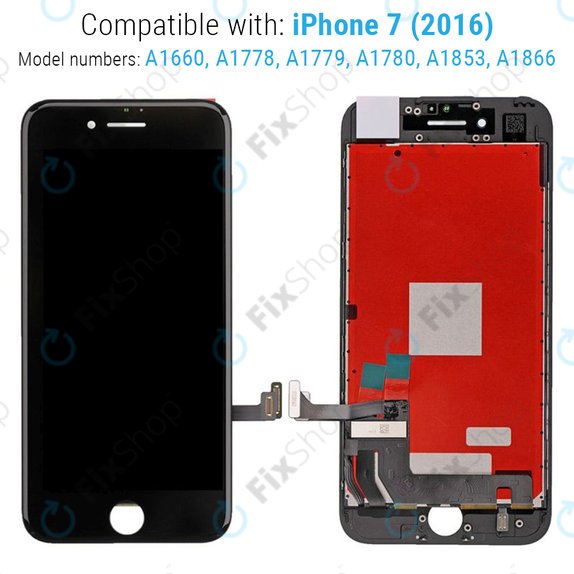 Дисплей за iPhone 7, Black, Тъчскрийн с рамка