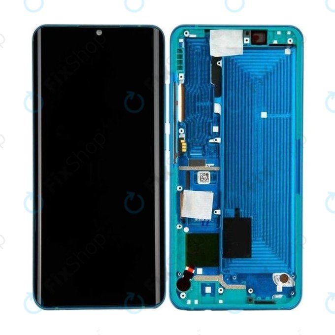 дисплей за Xiaomi Mi Note 10, Mi Note 10 Pro, Тъчскрийн и рамка, 56000100F400, Aurora Green, Genuine Service Pack