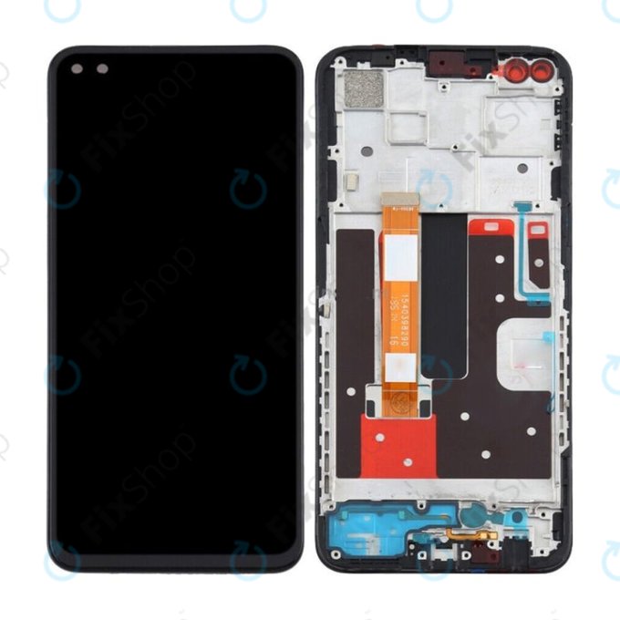дисплей за Oppo Reno 4 Z 5G, Тъчскрийн и рамка, Ink Black, TFT