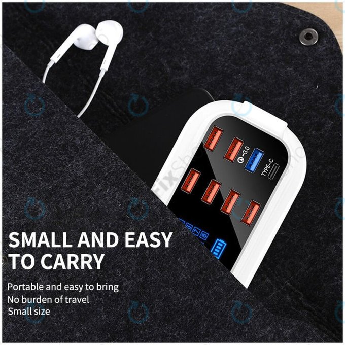 USB зарядна станция с USB 3.0 и USB-C, Asometech Model E