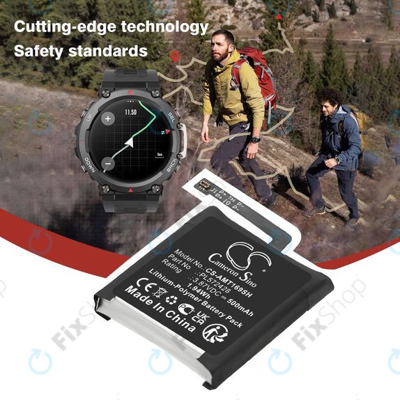 Батерия за Amazfit T-Rex 2, A2169, A2170, 500mAh, Li-Pol, 3.87V, PL572428, HQ