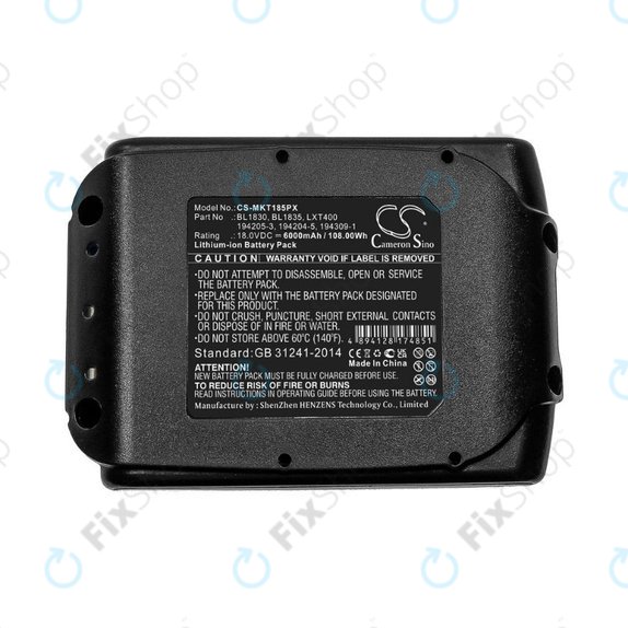 Батерия за Makita 18V, 6000mAh, Li-Ion, 18.0V, BL1830, BL1835, LXT400,194205-3, 194204-5, 194309-1, HQ