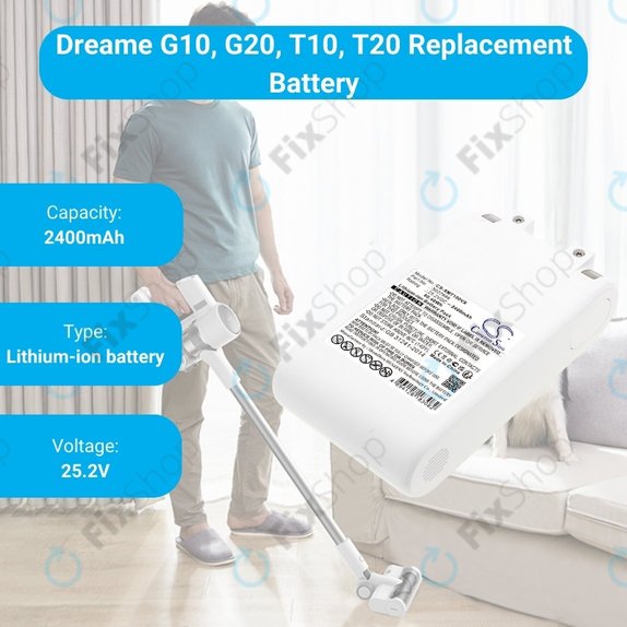 Батерия за Xiaomi Dreame T10, T20, 3027689, Li-Ion 25.2V 2400mAh, HQ