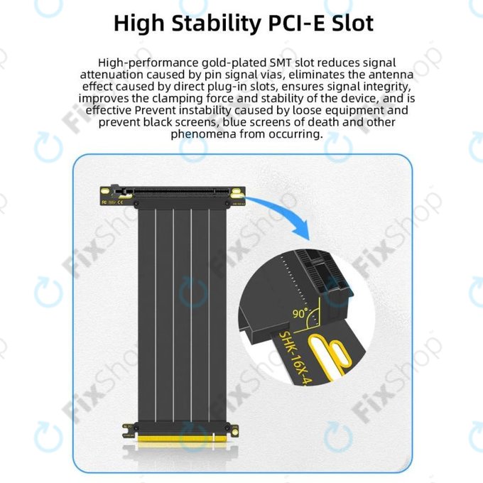 PCIe 4.0 x16 riser кабел за видеокарта, 20cm, черен