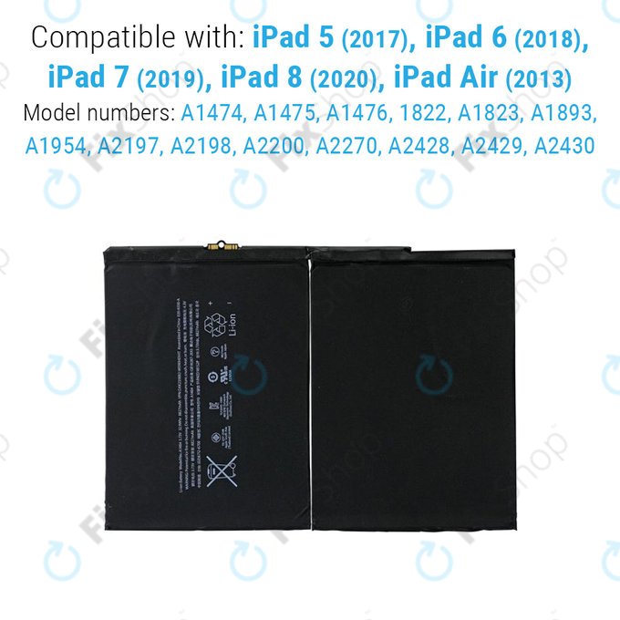 Батерия за iPad Air, iPad (5th Gen 2017 - 9th Gen 2021), 8827mAh