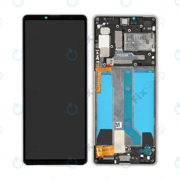 дисплей за Sony Xperia 10 IV XQCC54, Тъчскрийн и рамка, TFT, A5047174A, White, Genuine Service Pack