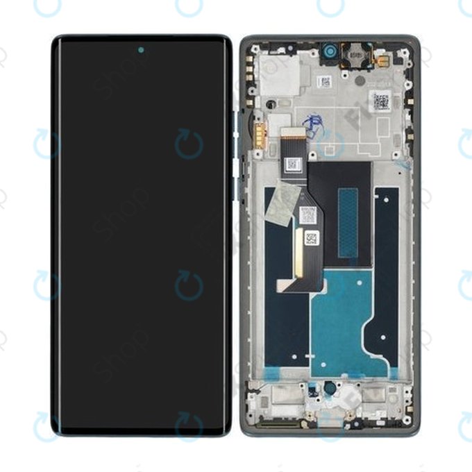 Дисплей за Motorola Edge 50 Fusion, Forest Blue, Тъчскрийн с рамка, 5D68C24633 Genuine Service Pack