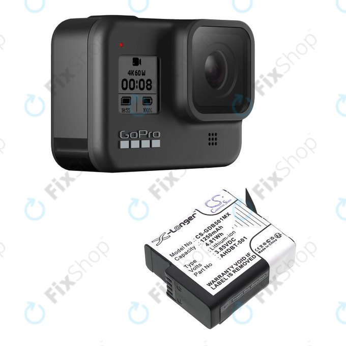 Батерия за Gopro Hero 8, Hero 6, 1250mAh, Li-Ion, 3.85V, AHDBT-501, HQ