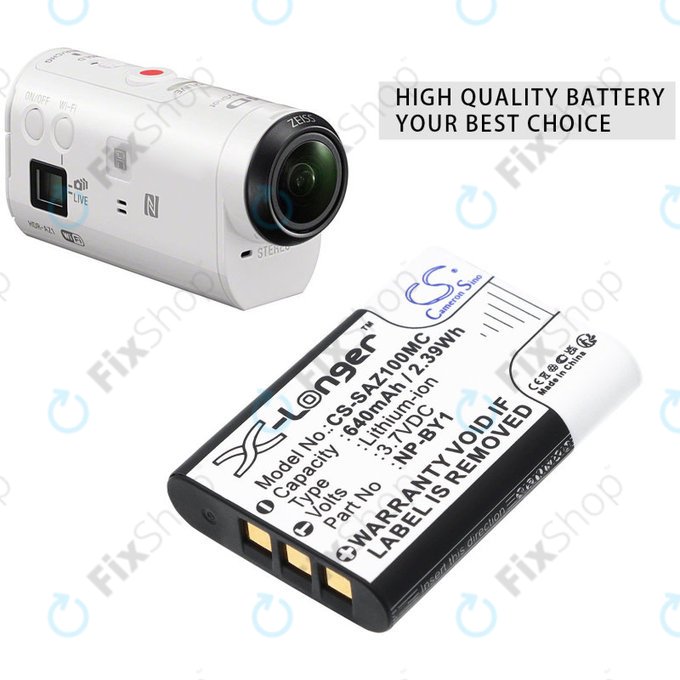 Батерия за Sony HDR-AZ1, 640mAh, Li-Ion, 3.7V, NP-BY1, HQ