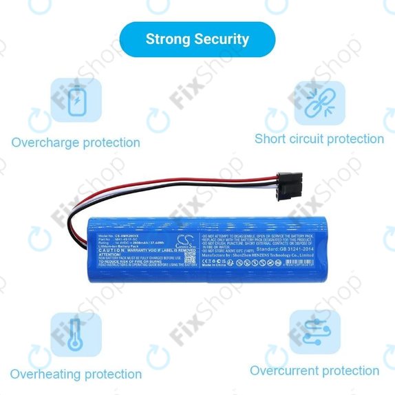 Батерия за Xiaomi Mi Robot Vacuum Mop Pro (P), 2 (Mijia 2C), Viomi V2 Pro, Proscenic LDS M7, STYJ02YM, MH1-4S1P-SC, Li-Ion 14.4V 2600mAh, HQ