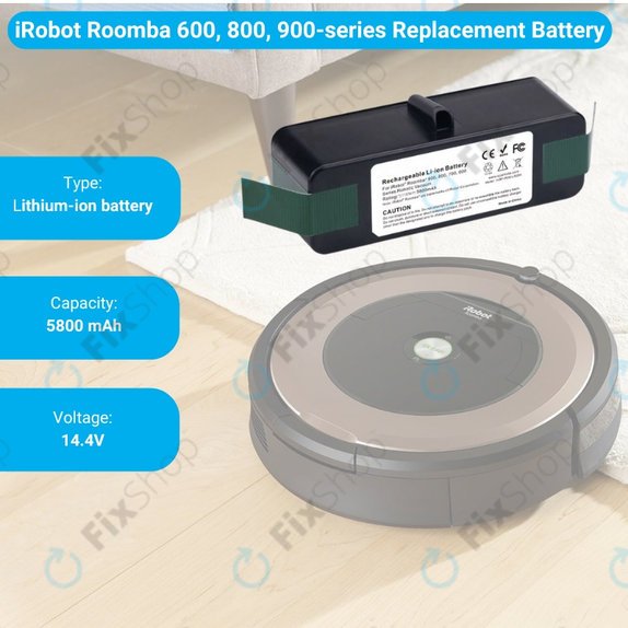 Батерия за iRobot Roomba 600, 800, 900-series, 4502233, 4374392, 2130LI, Li-Ion 14.4V 5800mAh