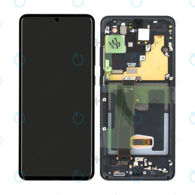 дисплей за Samsung S20 Ultra G988F, Тъчскрийн и рамка, GH82-26032A, GH82-26033A, Cosmic Black, Genuine Service Pack