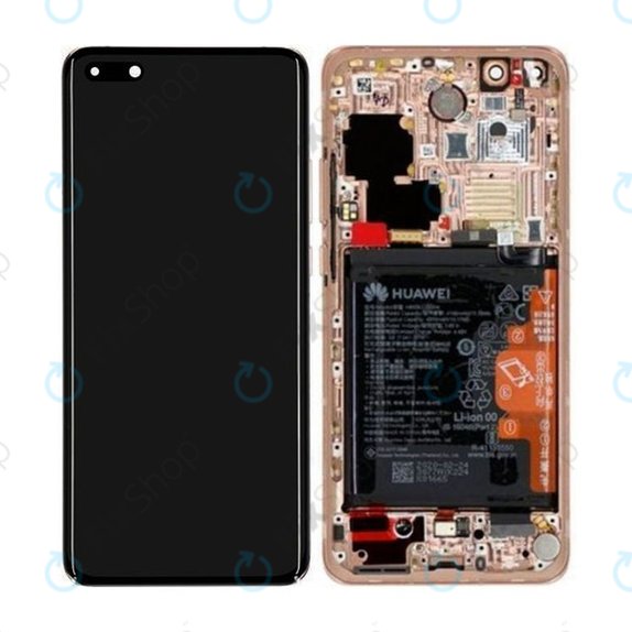 Дисплей с тъчскрийн, рамка и батерия за Huawei P40 Pro, 02353PJL, Blush Gold, Genuine Service Pack
