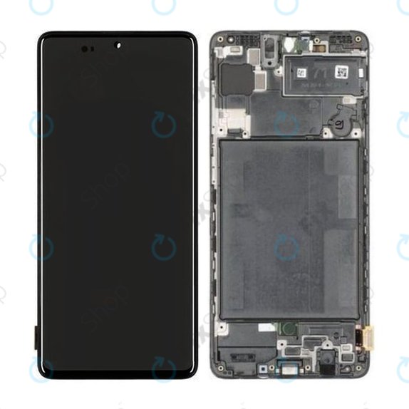 дисплей за Samsung A71 A715F, Тъчскрийн и рамка, GH82-22152A, GH82-22248A, Prism Crush Black, Genuine Service Pack