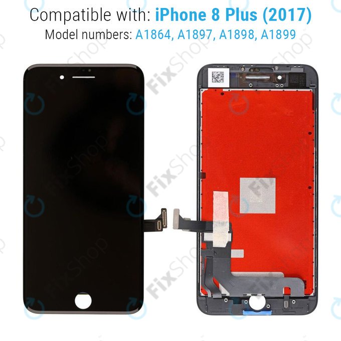Дисплей за iPhone 8 Plus, Black, Тъчскрийн с рамка, Refurbished