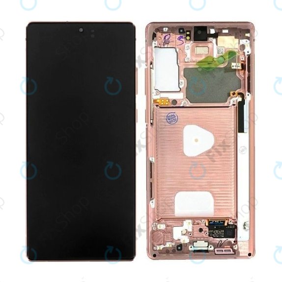 дисплей за Samsung Note 20 N980B, Тъчскрийн и рамка, GH82-23495B, GH82-23733B, Mystic Bronze, Genuine Service Pack